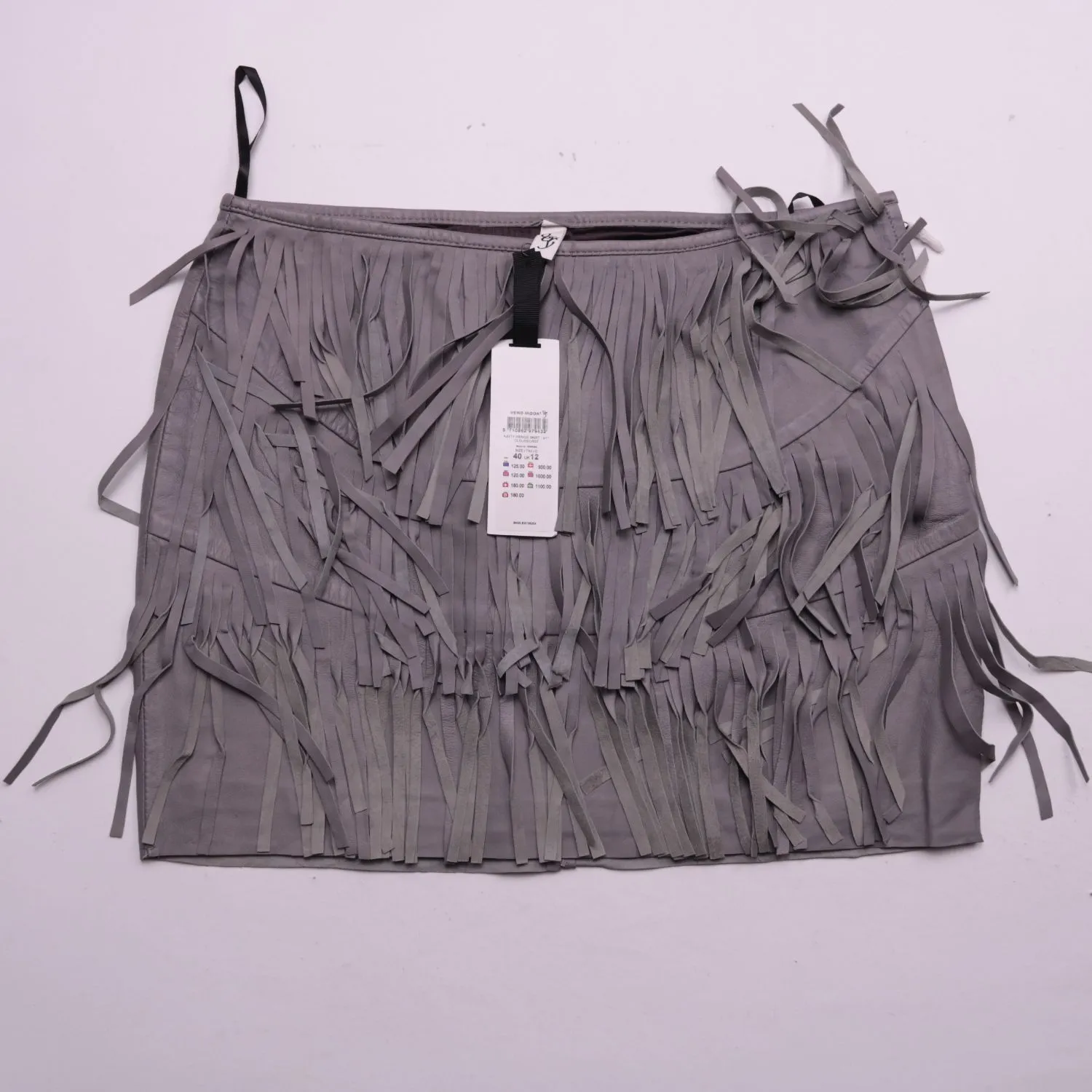 Серая юбка VERO MODA из кожи с бахромой, размер 46 (M)